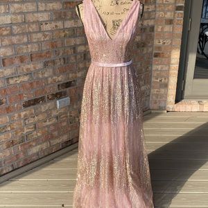 Gorgeous Sequin Pink and Gold Gown
